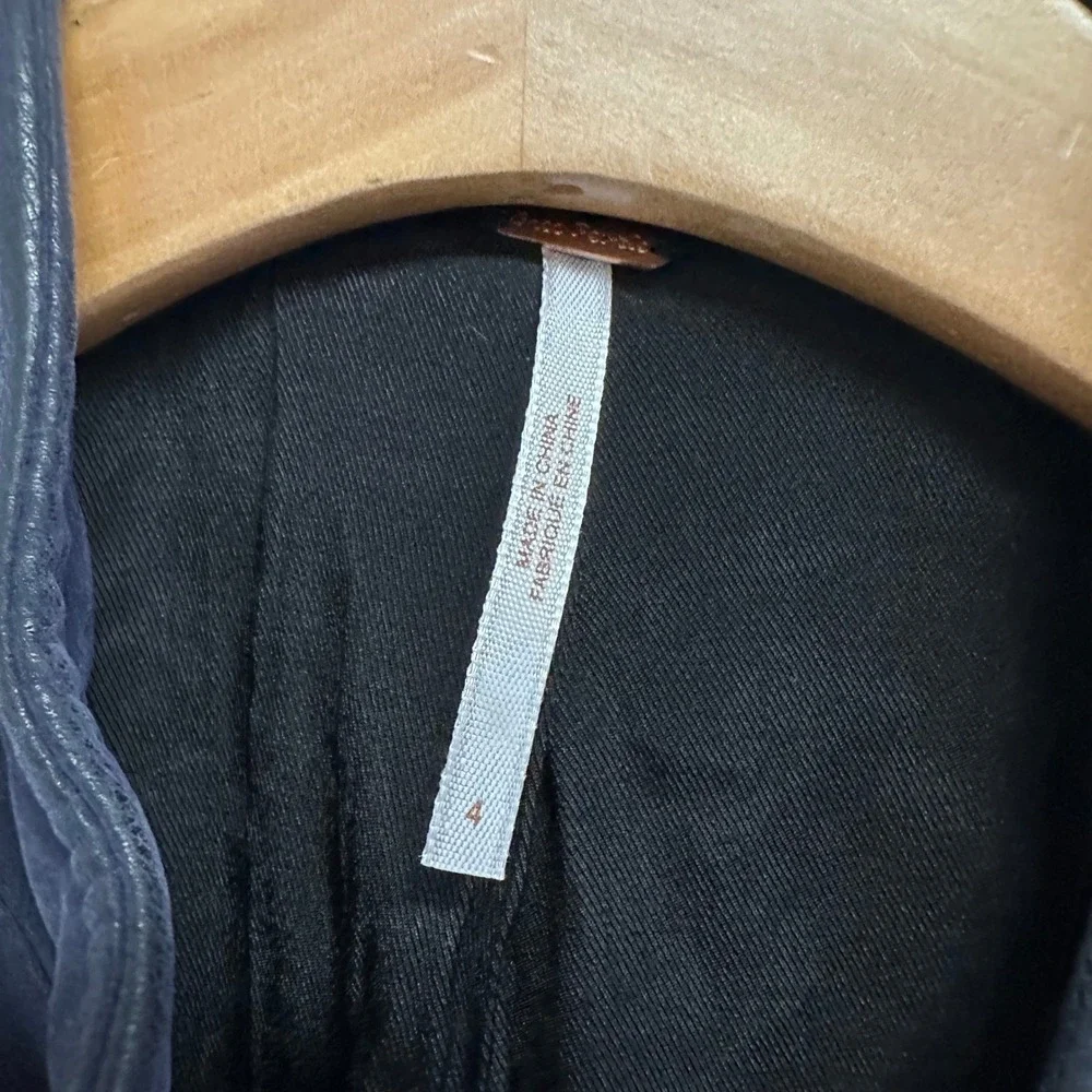 Free People boho‎ Distressed Moto Jacket Faux Leather Zippers indie 2016 grunge